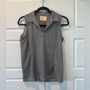 Sport Haley Black and White Geometric Print Women’s Collared Tank Size Small